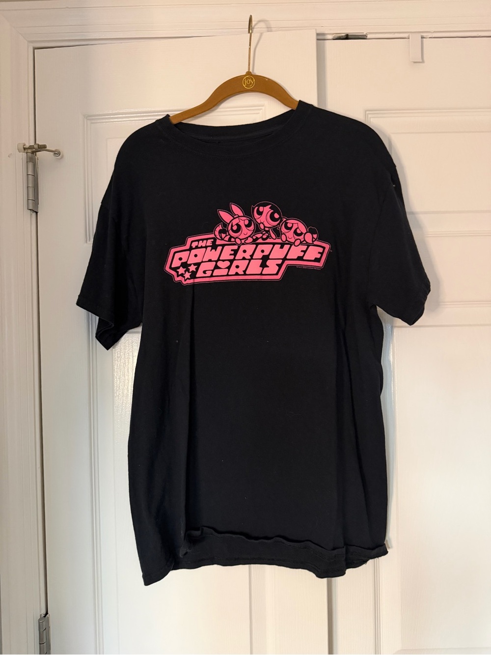 Black Powerpuff Girls Graphic Tee with Pink Logo